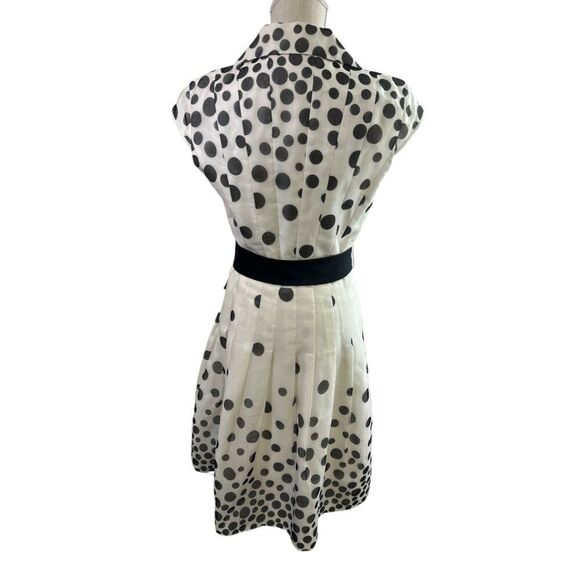 Kay Unger Polka Dot Silk Belted Dress Sz 8 Retro Classic Date Night - Picture 3 of 16